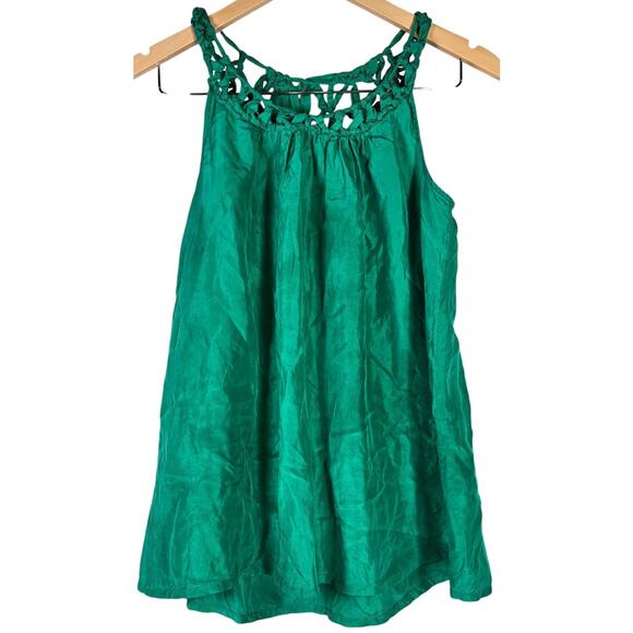 Nikibiki 100% Silk Flowy‎ Sleeveless Knotted Neck Tank Blouse M - Picture 1 of 6
